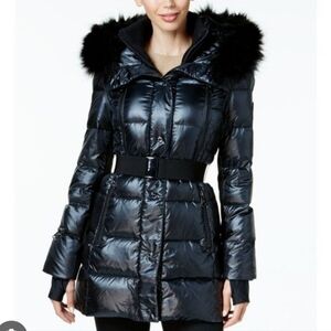 Calvin Klein | Women's Black Puffer Coat with Faux Fur Trim